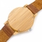 SGS BSCI Natural Bamboo Wooden Wrist Watch Leather Band