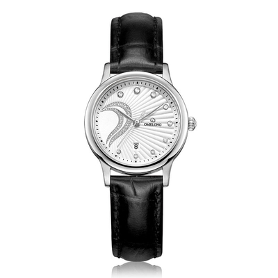 La montre véritable imperméable de bracelet en cuir unisexe conçoivent en fonction du client observe imprimer le cadran